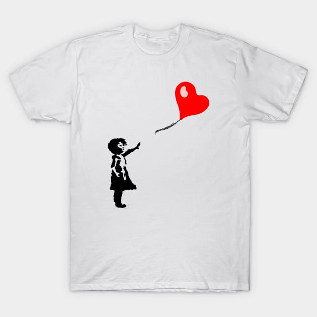 Banksy Little Girl And Heart Shaped Balloon T-Shirt by Tamie